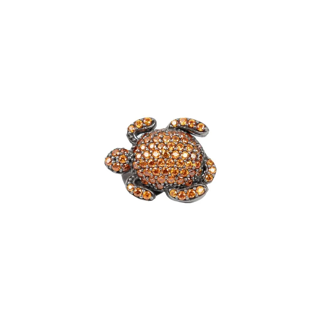 Unsigned Mini Turte Pin - '10s Orange Good - Front View
