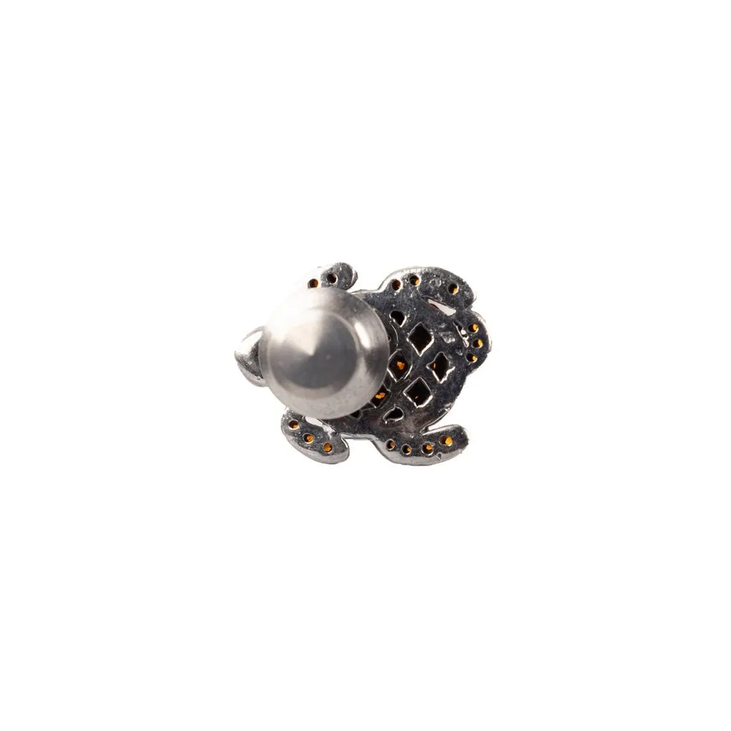 Unsigned Mini Turte Pin - '10s Orange Good - Back View