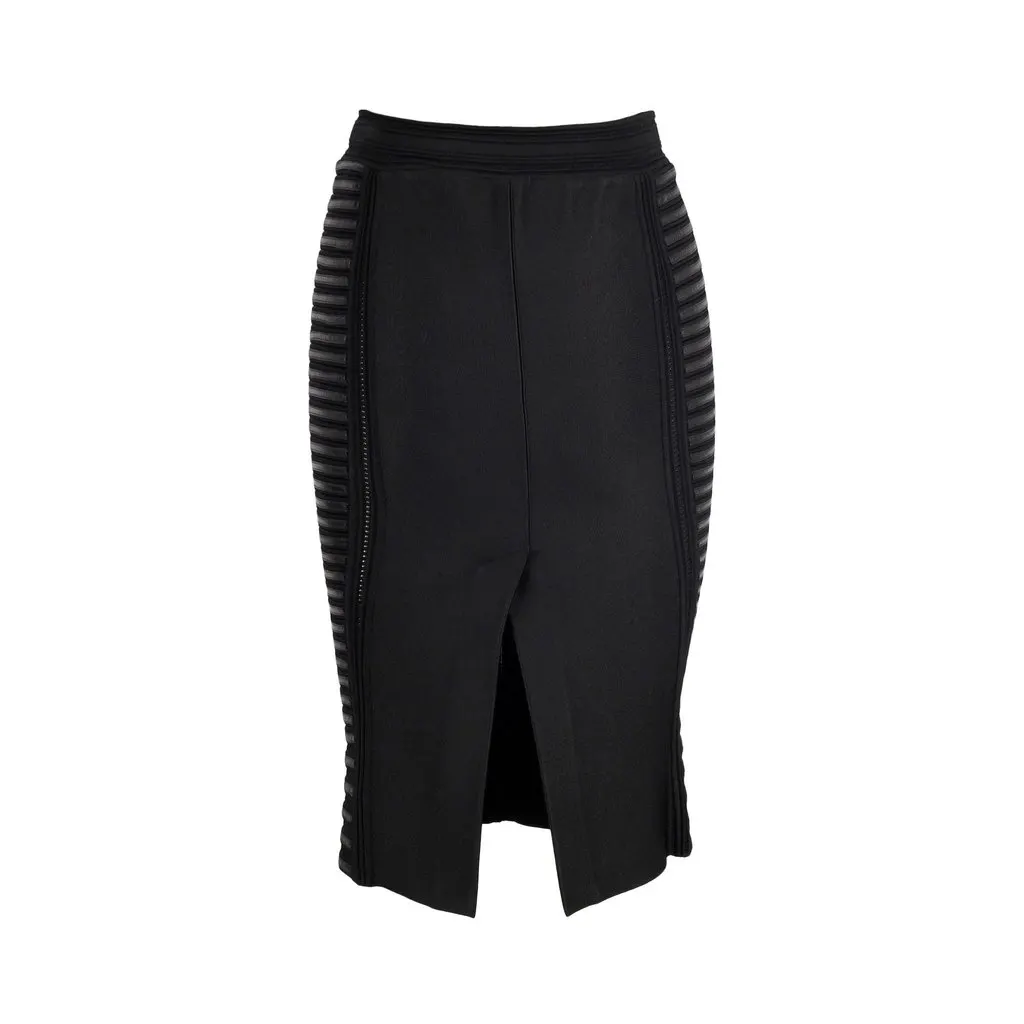 Roberto Cavalli Strechy Midi Skirt - '10s Black Leather Good - Inside View
