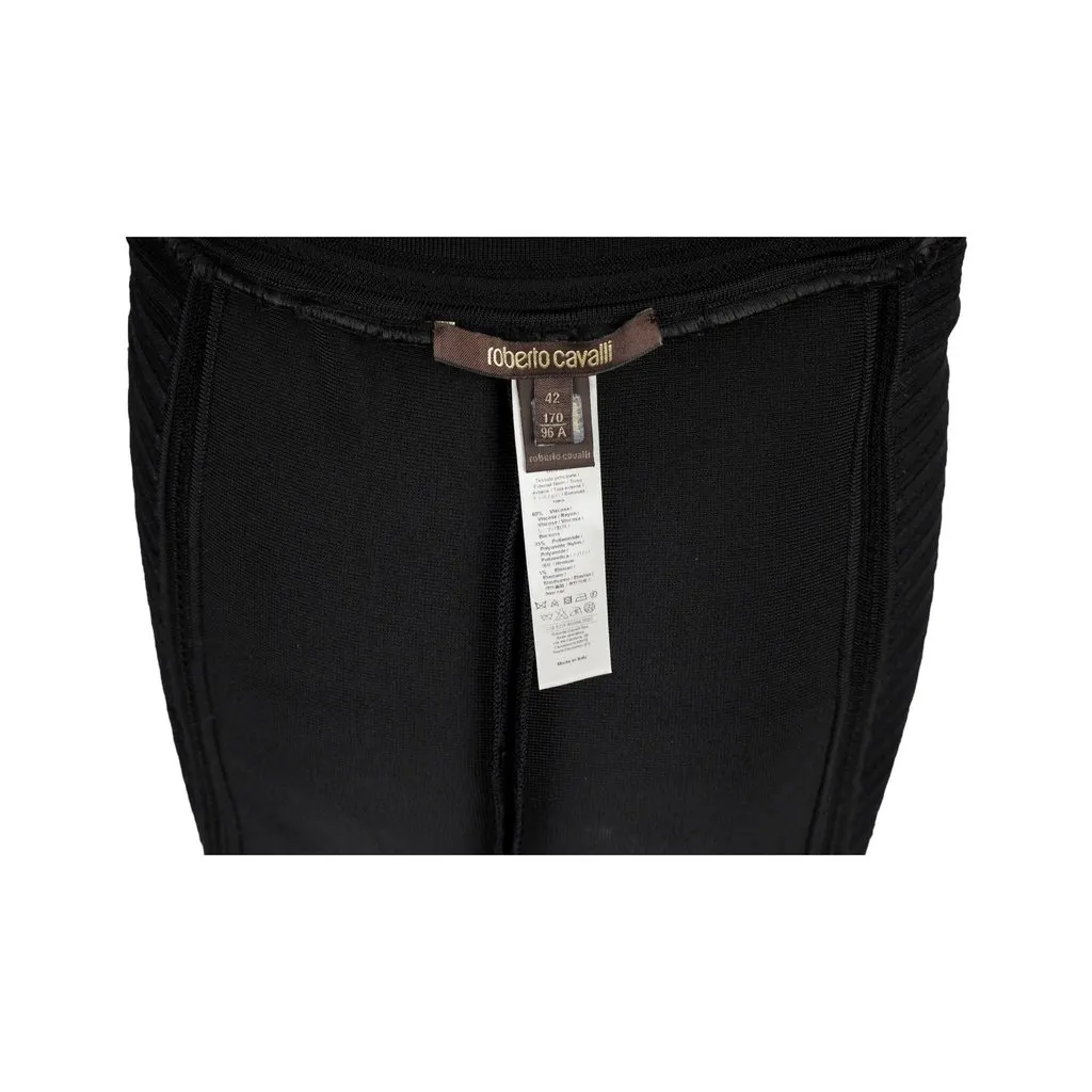 Roberto Cavalli Strechy Midi Skirt - '10s Black Leather Good - Model View