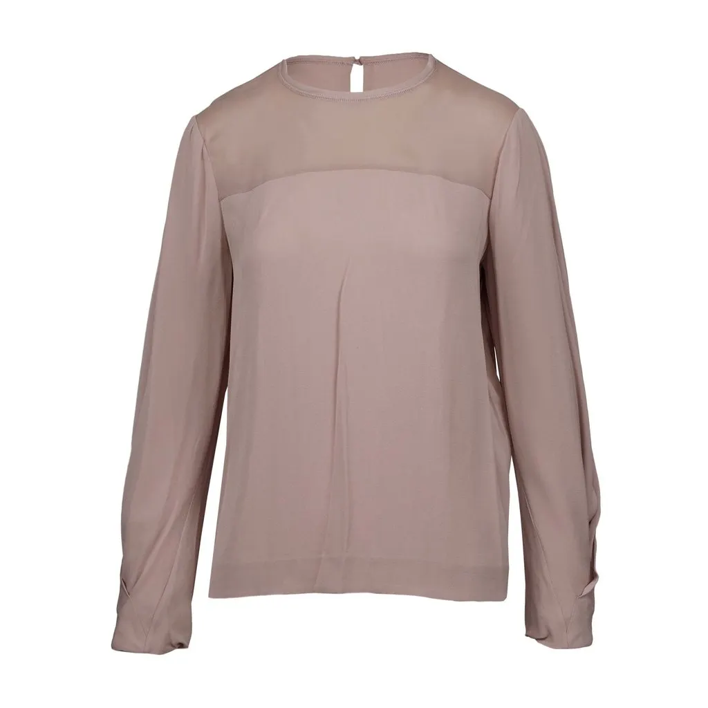 Diane von Furstenberg Pale Pink Blouse - '10s Pink Silk Good - Front View