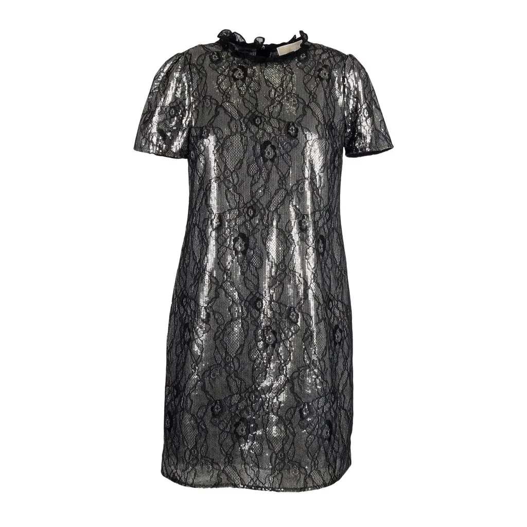 Michael Kors Lace Sequin Dress - '10s Black Lace Good - Front View