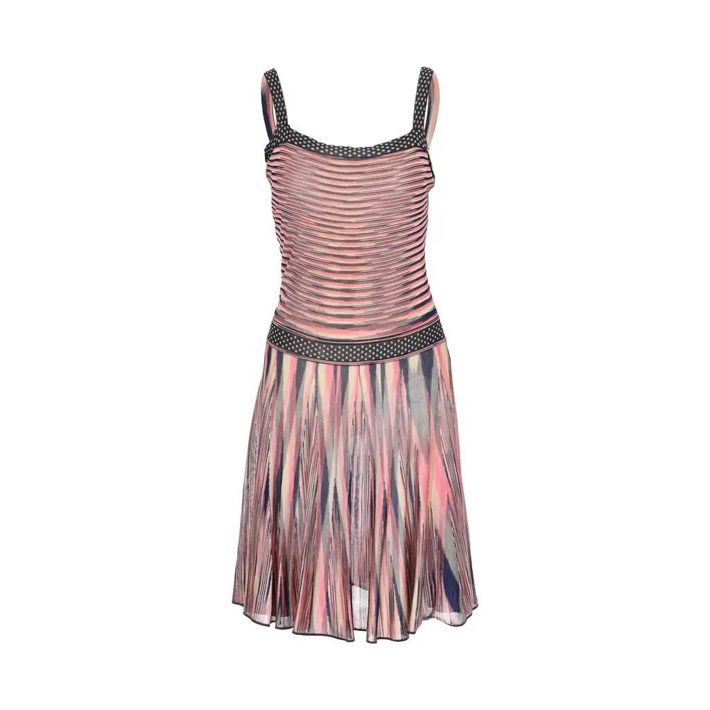 Missoni Sleeveless Pattern Knit Dress - '10s MultiColor Good - Front View