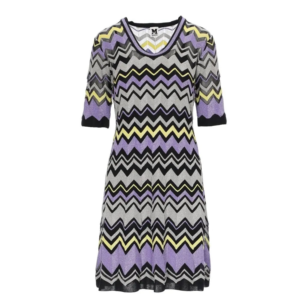 Missoni Chevron Patterned Dress - '00s Black Good - Front View