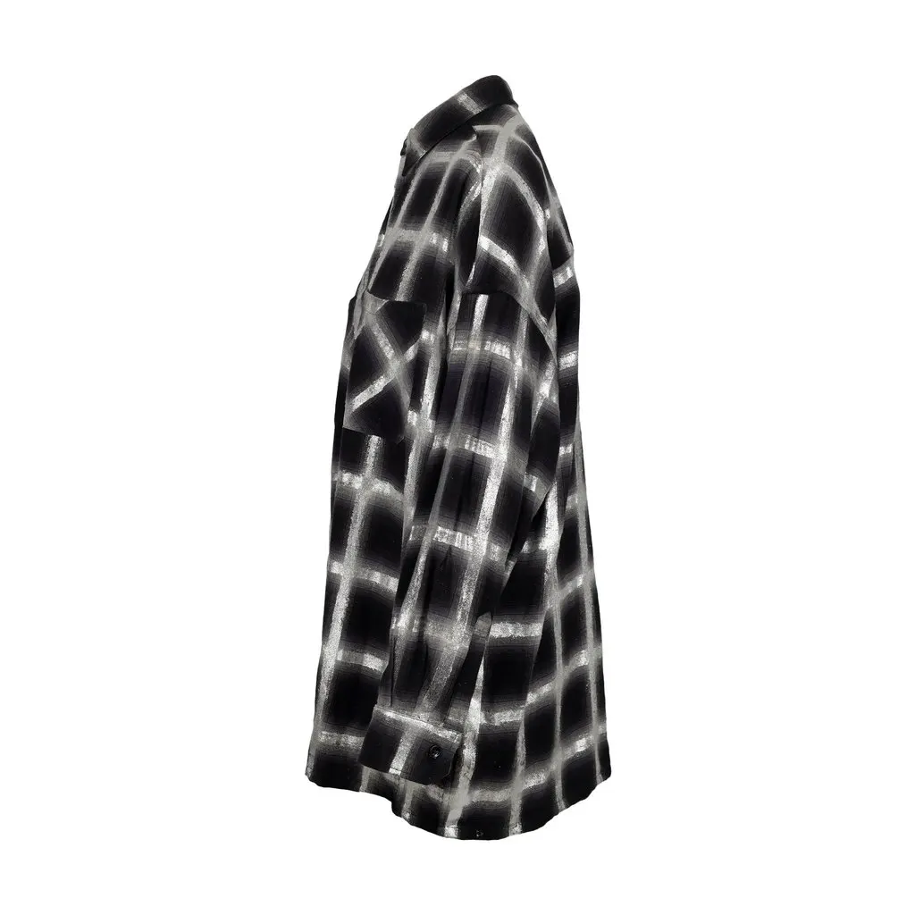 Amiri Glitter Plaid Oversized Shirt - '10s Black Cotton Good - Back View
