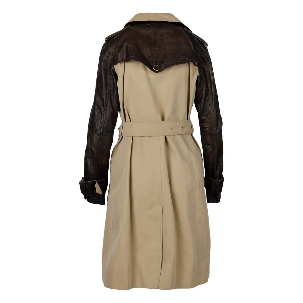 Unsigned Leather Sleeve Trench Coat - '10s MultiColor Leather Good - Inside View