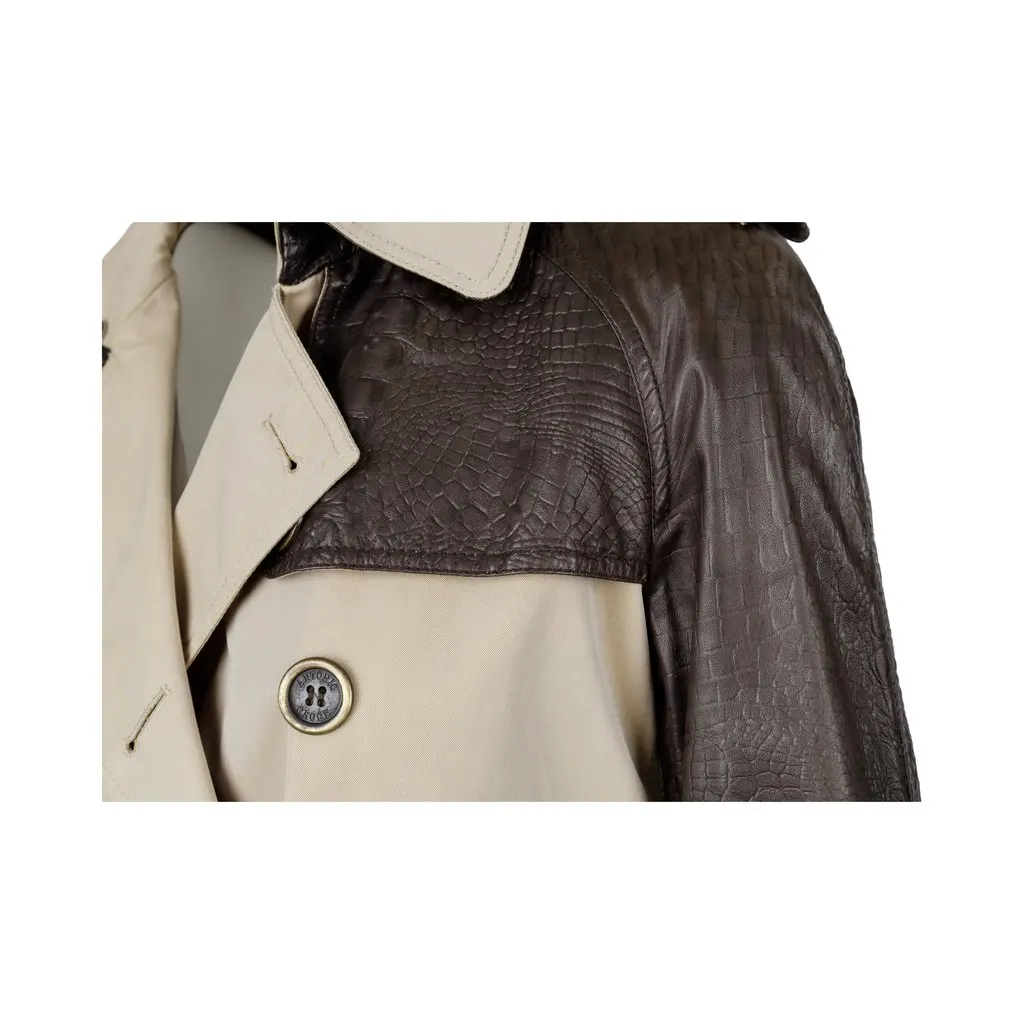 Unsigned Leather Sleeve Trench Coat - '10s MultiColor Leather Good - Model View