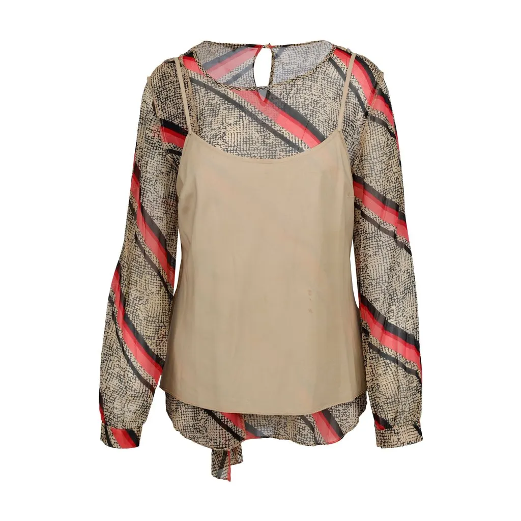 DKNY Printed Blouse with Ruffles - '10s Black Good - Model View