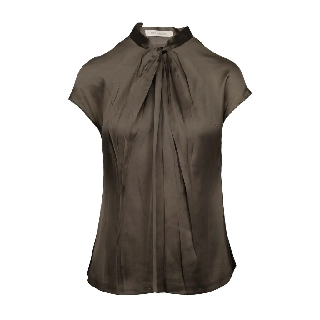 Unsigned Marc Cain Silk Blouse - '10s Red Silk Good - Front View