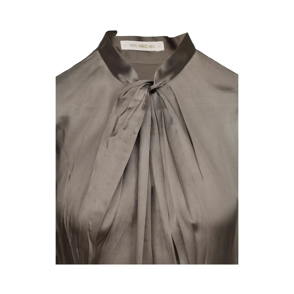 Unsigned Marc Cain Silk Blouse - '10s Red Silk Good - Inside View