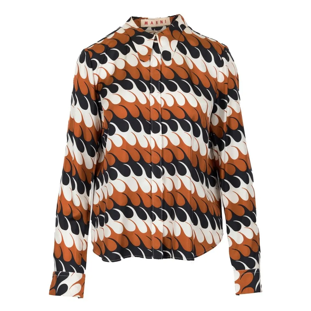 Marni Wave Pattern Shirt - '10s Black Silk Good - Front View