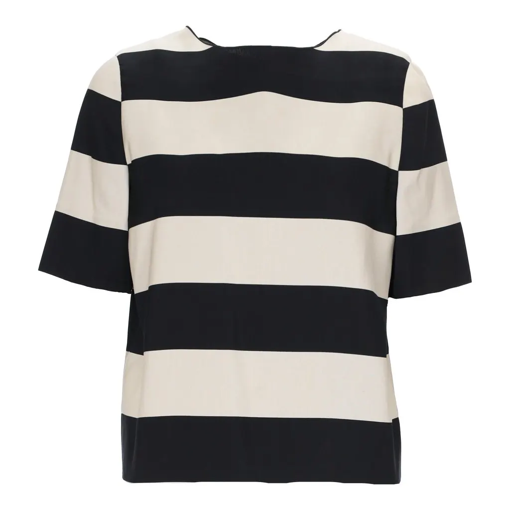 Lanvin Black and White Stripe Top - '10s Black Good - Front View