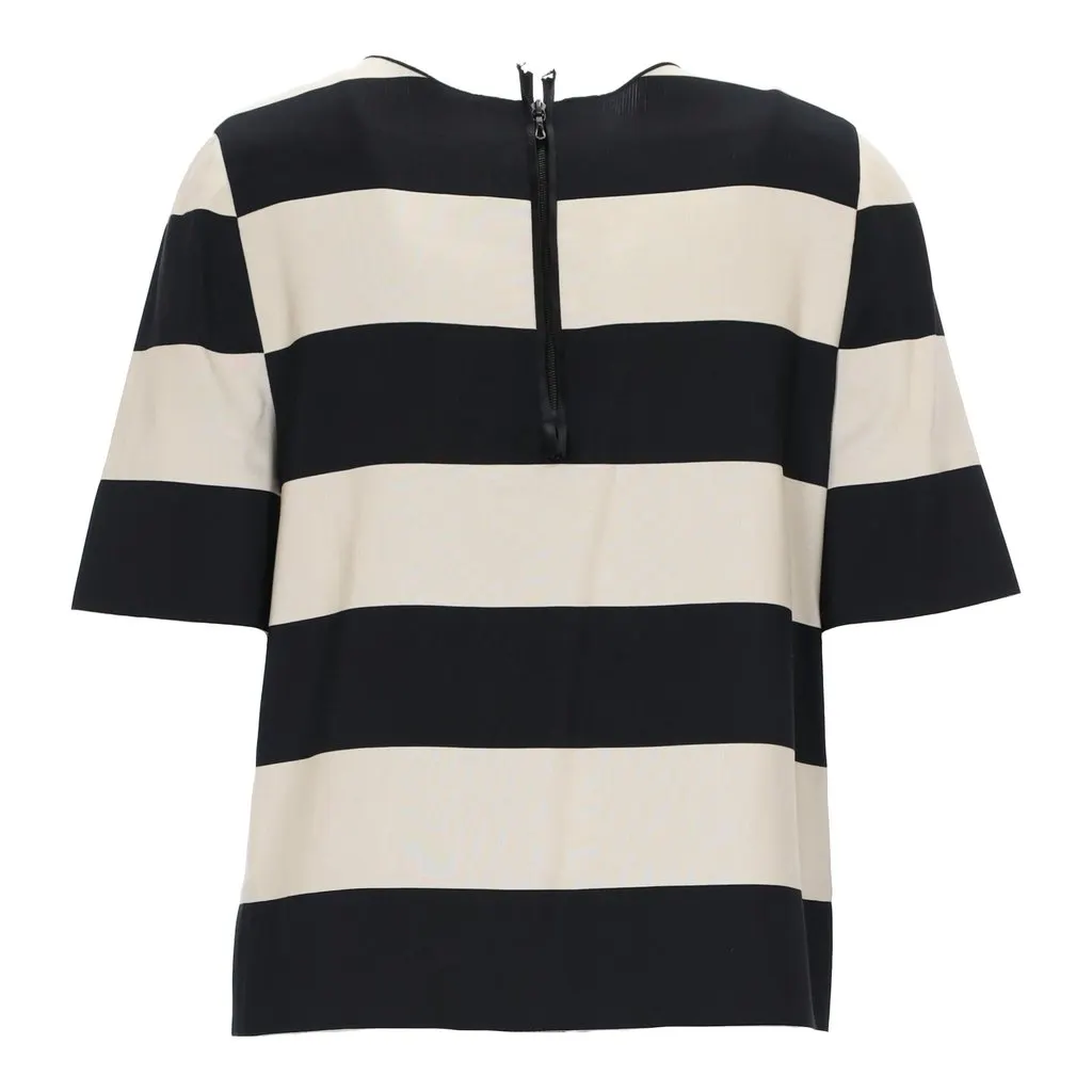 Lanvin Black and White Stripe Top - '10s Black Good - Back View