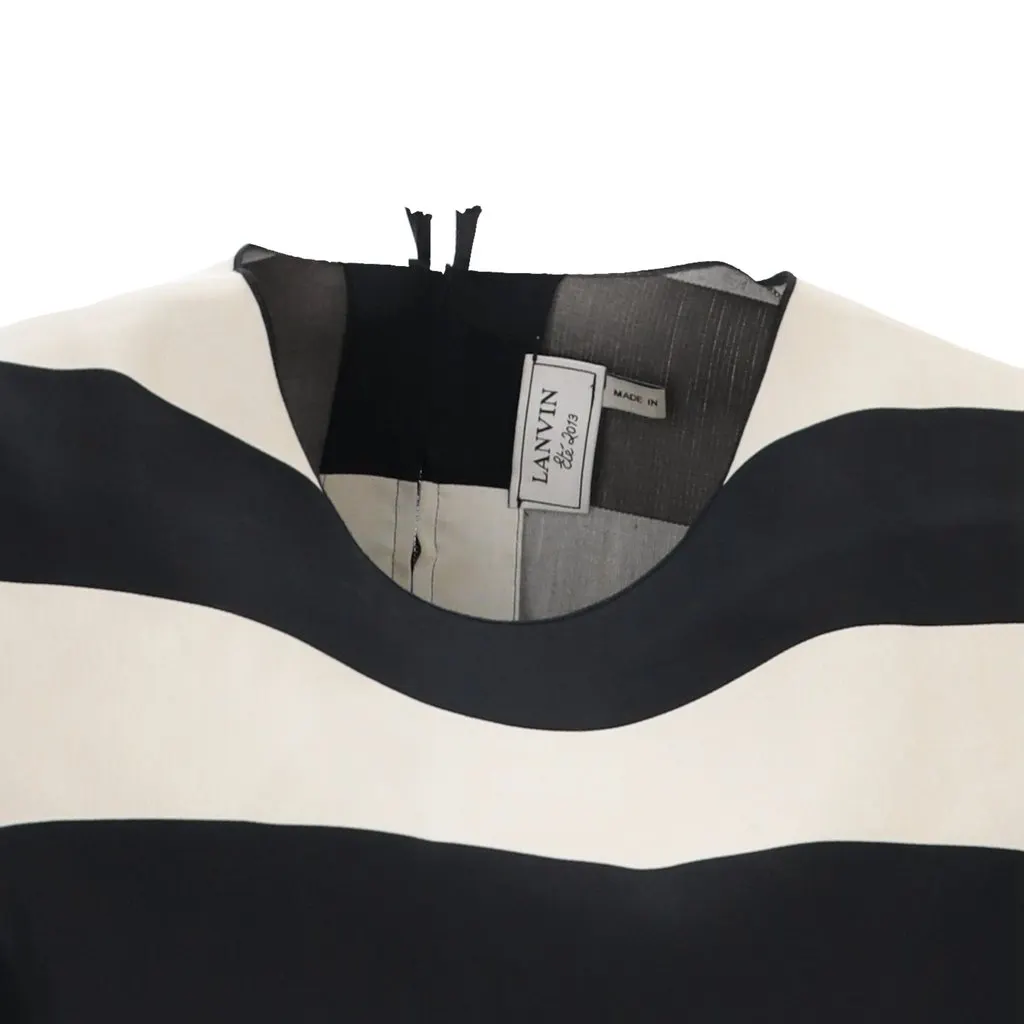 Lanvin Black and White Stripe Top - '10s Black Good - Model View
