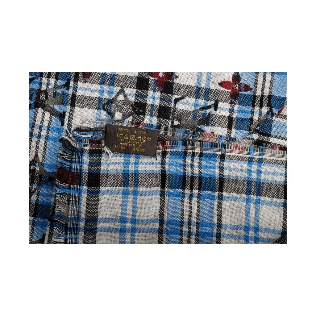 Louis Vuitton Monogram Plaid Scarf - '10s Red Wool Good - Box View