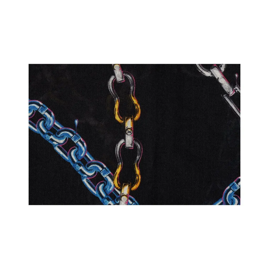 Louis Vuitton Multicolor Chain Print Scarf - '10s Black Silk Good - Model View
