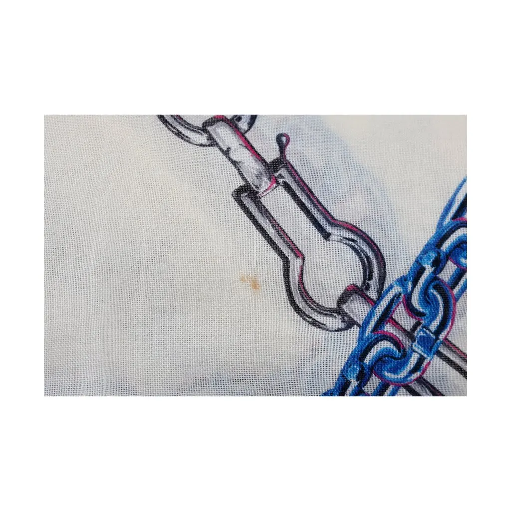 Louis Vuitton Multicolor Chain Print Scarf - '10s White Silk Good - Inside View
