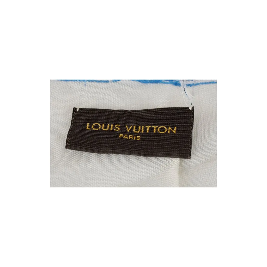 Louis Vuitton Multicolor Chain Print Scarf - '10s White Silk Good - Model View