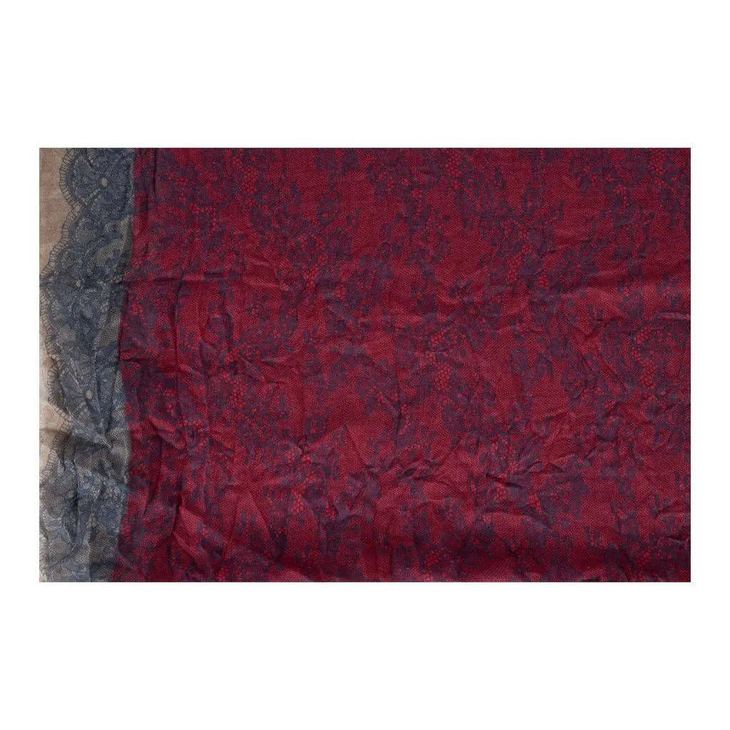 Valentino Red Lace Printed Scarf - '10s Red Lace Good - Back View
