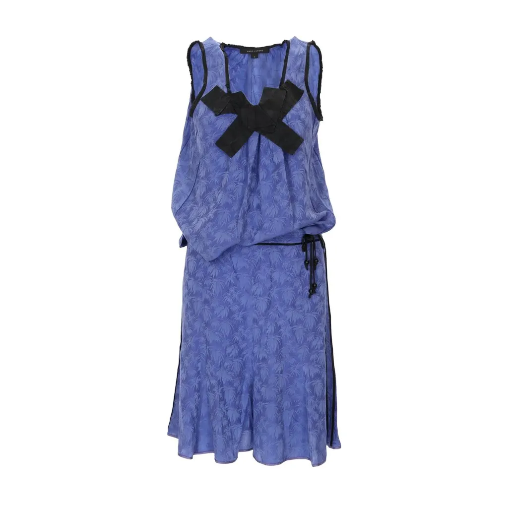 Marc Jacobs Leaf Pattern Silk Set - '00s Blue Silk Good - Front View
