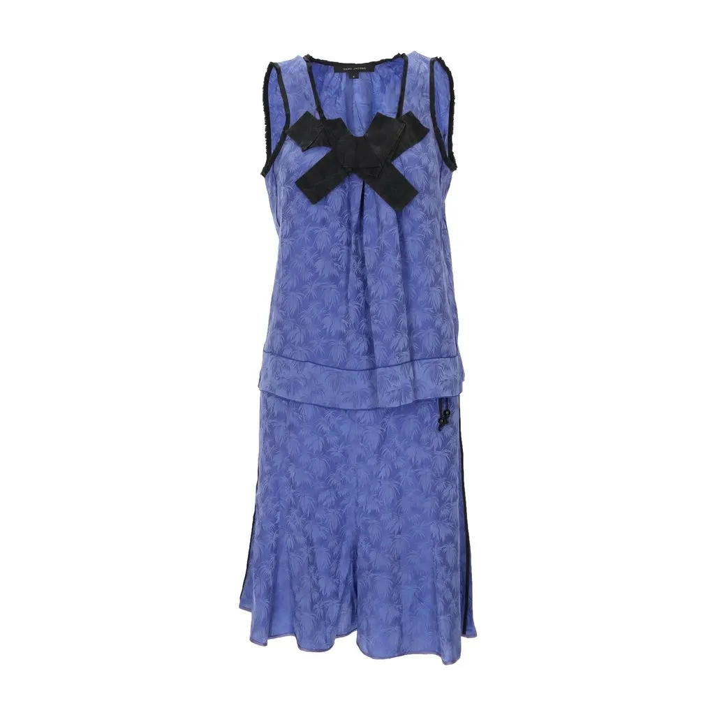 Marc Jacobs Leaf Pattern Silk Set - '00s Blue Silk Good - Back View