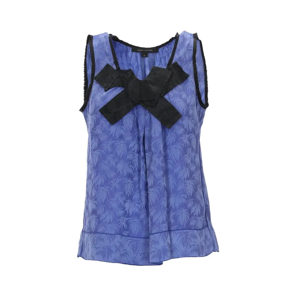 Marc Jacobs Leaf Pattern Silk Set - '00s Blue Silk Good - Model View