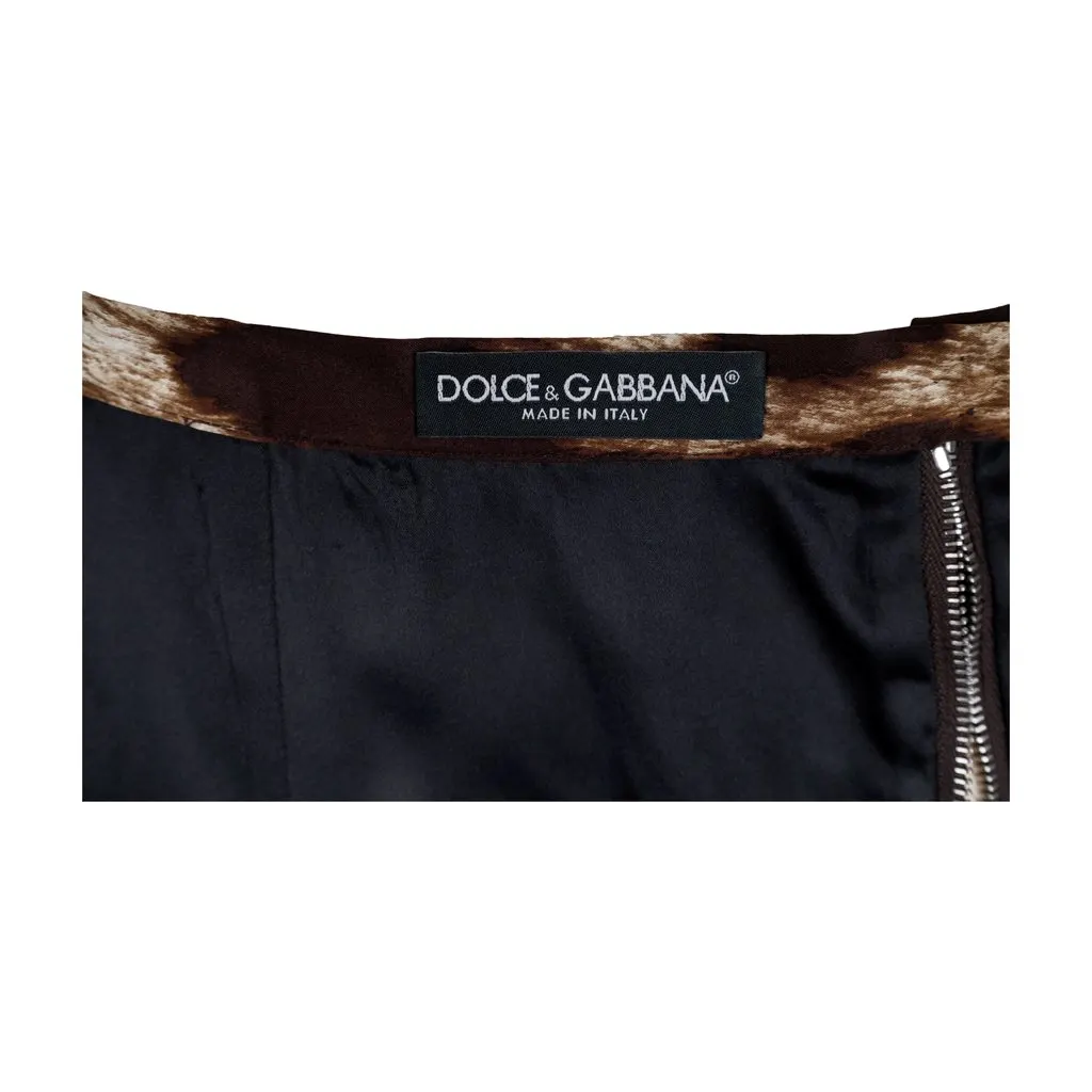 Dolce & Gabbana Leopard Print Skirt - '10s Brown Silk Good - Inside View