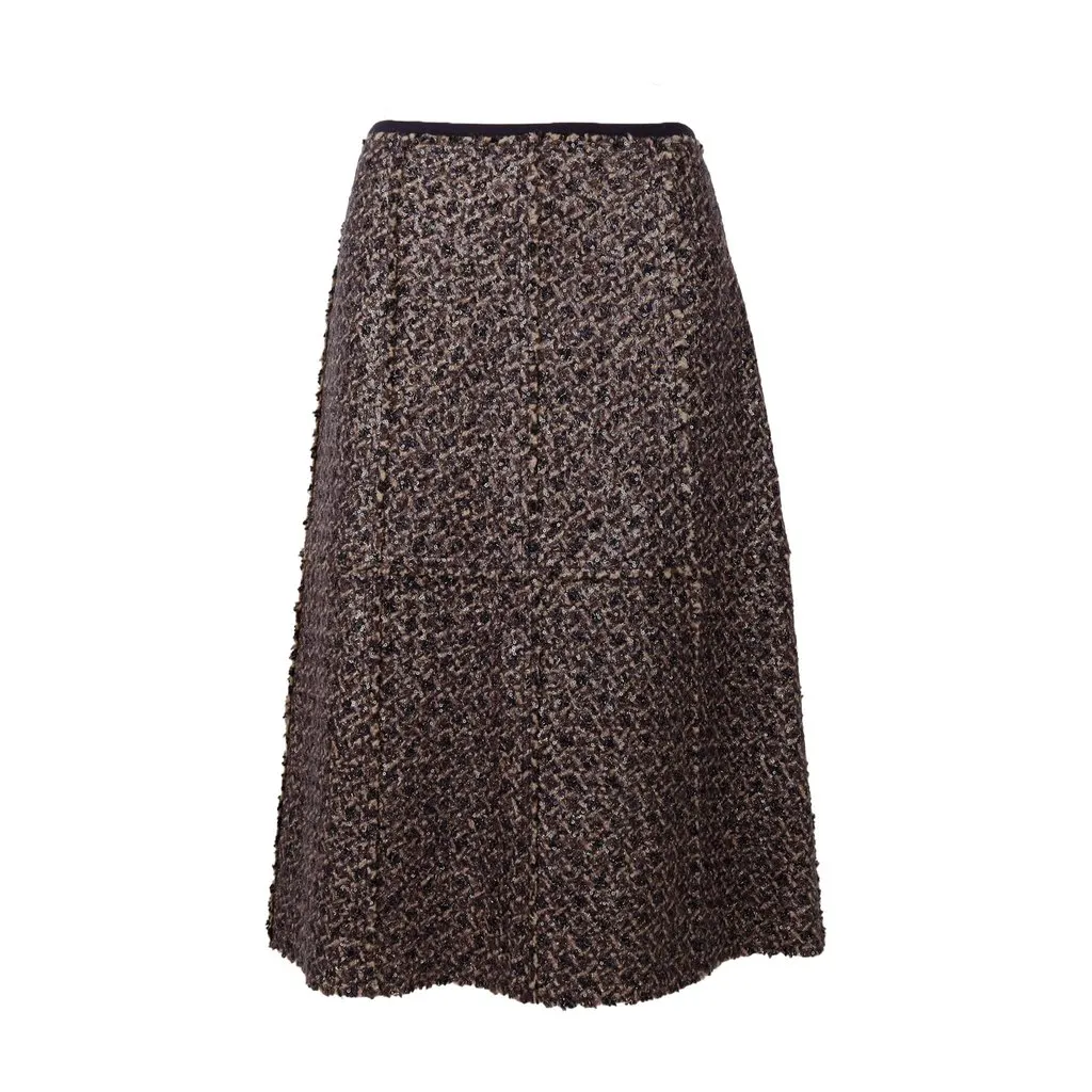 Tory Burch Sequin Embellished Wool Skirt - '10s Red Wool Good - Back View