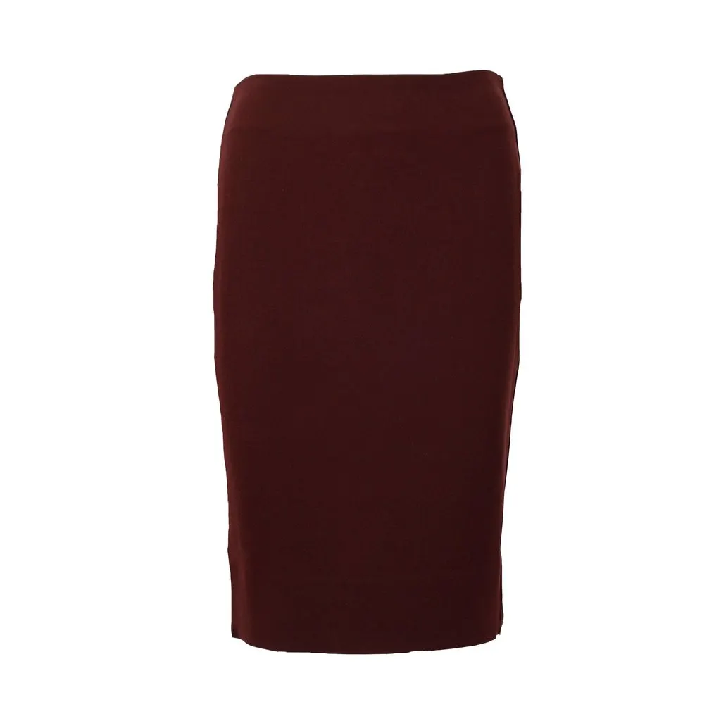 Diane von Furstenberg Side Zippered Midi Skirt - '10s Red Polyester Good - Front View
