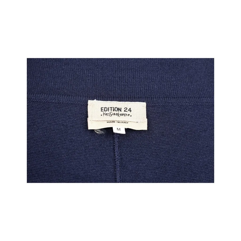 Saint Laurent Yves Saint Laurent Midi Skirt - '10s Navy Wool Good - Inside View