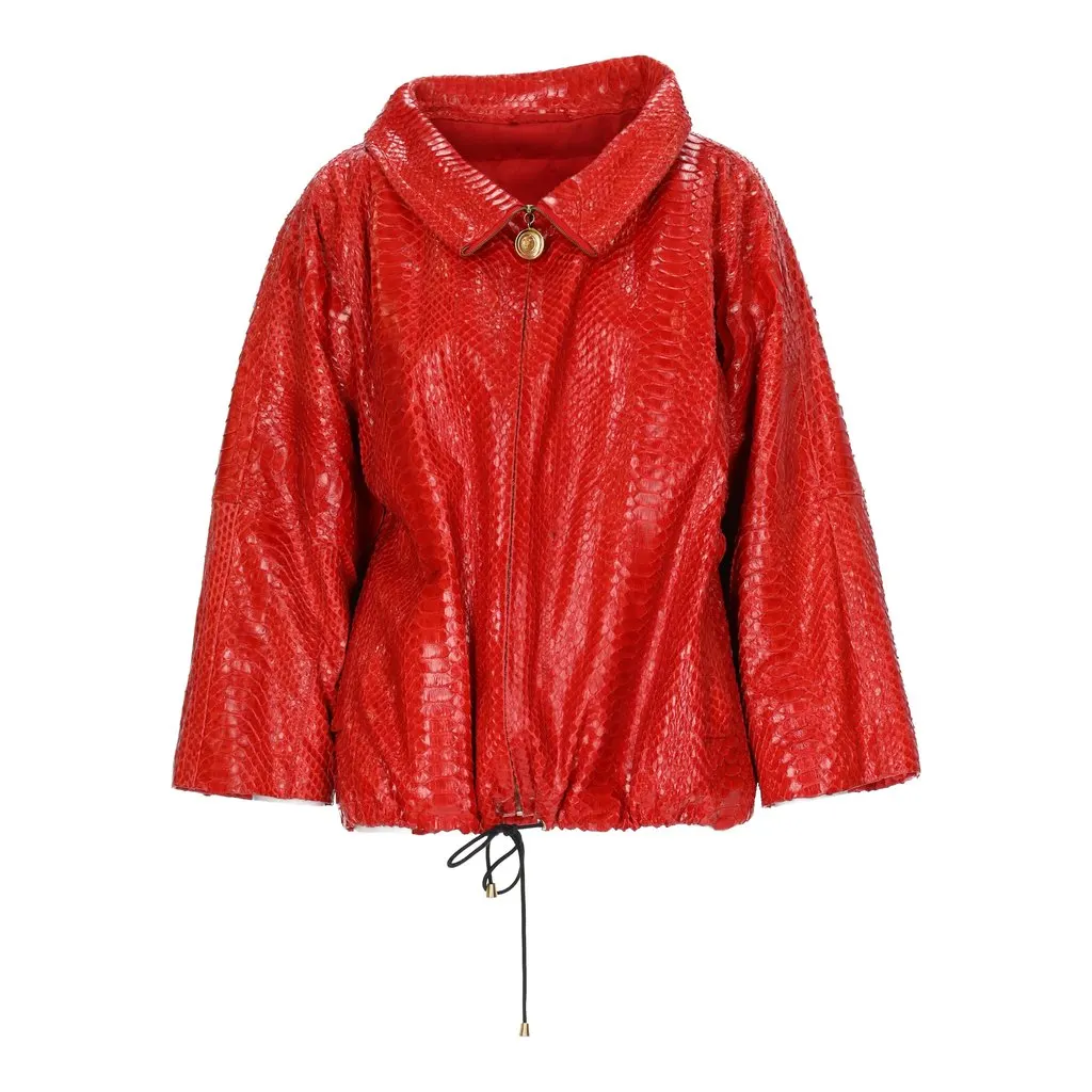 Gianfranco Ferré Exotic Leather Jacket - '90s Red Leather Good - Box View