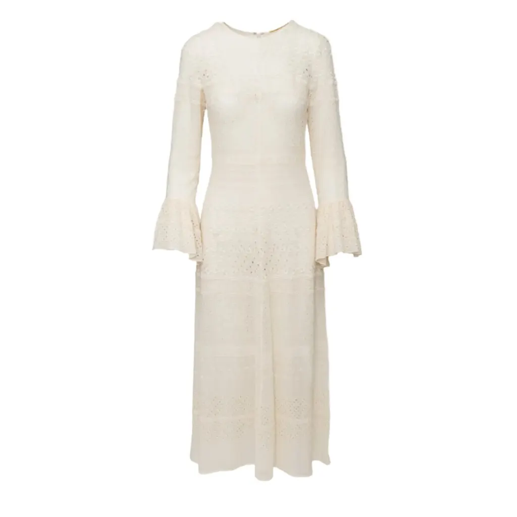 Saint Laurent Embroidered Long Dress - '10s Red Silk Good - Front View