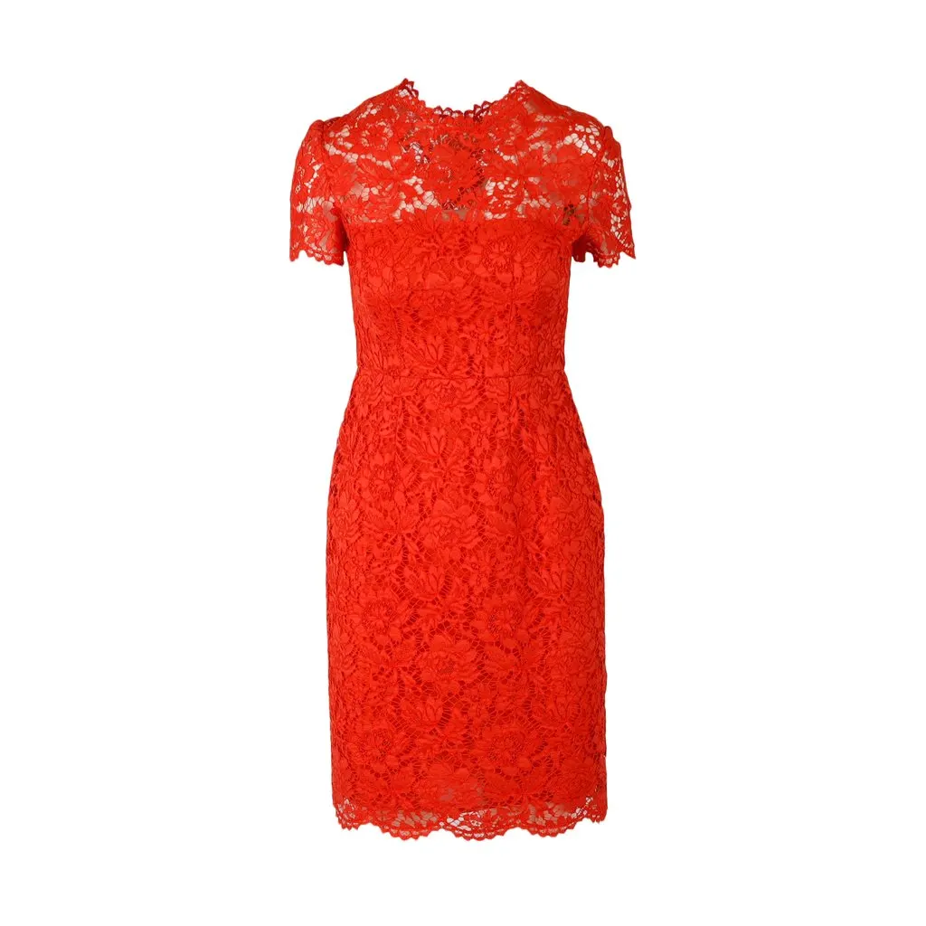 Valentino Lace Midi Dress - '10s Red Lace Good - Front View