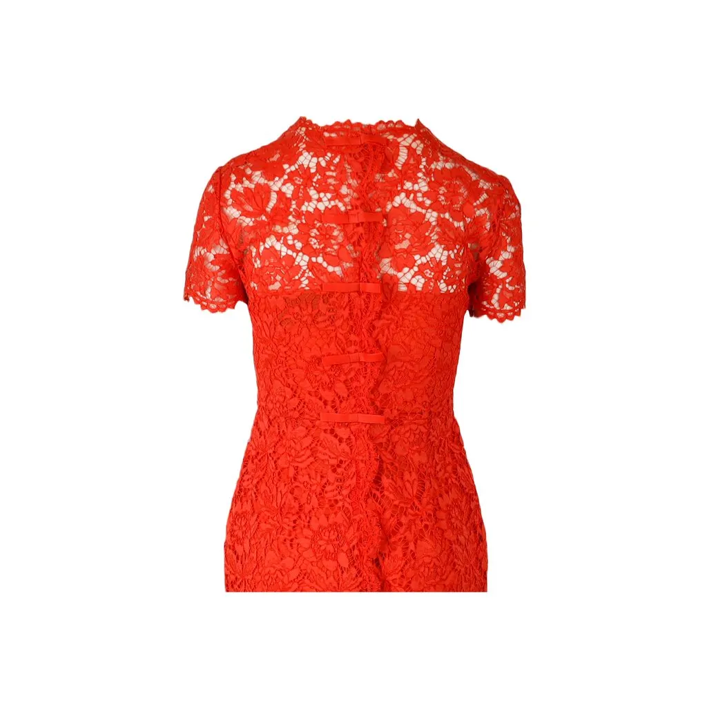 Valentino Lace Midi Dress - '10s Red Lace Good - Inside View