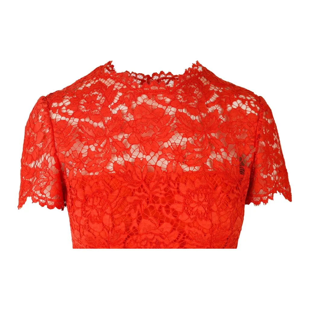 Valentino Lace Midi Dress - '10s Red Lace Good - Model View