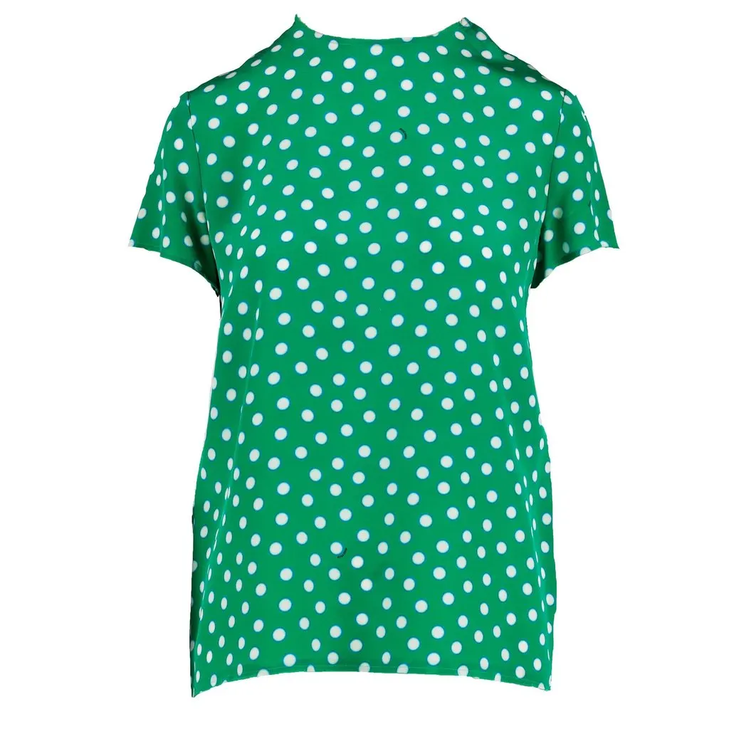 Miu Miu Polka Dot Top - '10s White Silk Good - Front View