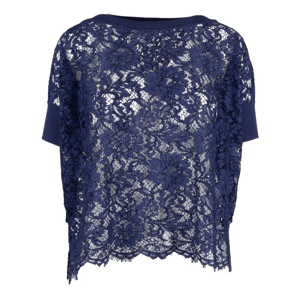 Valentino Lace Top - '10s Navy Lace Good - Front View