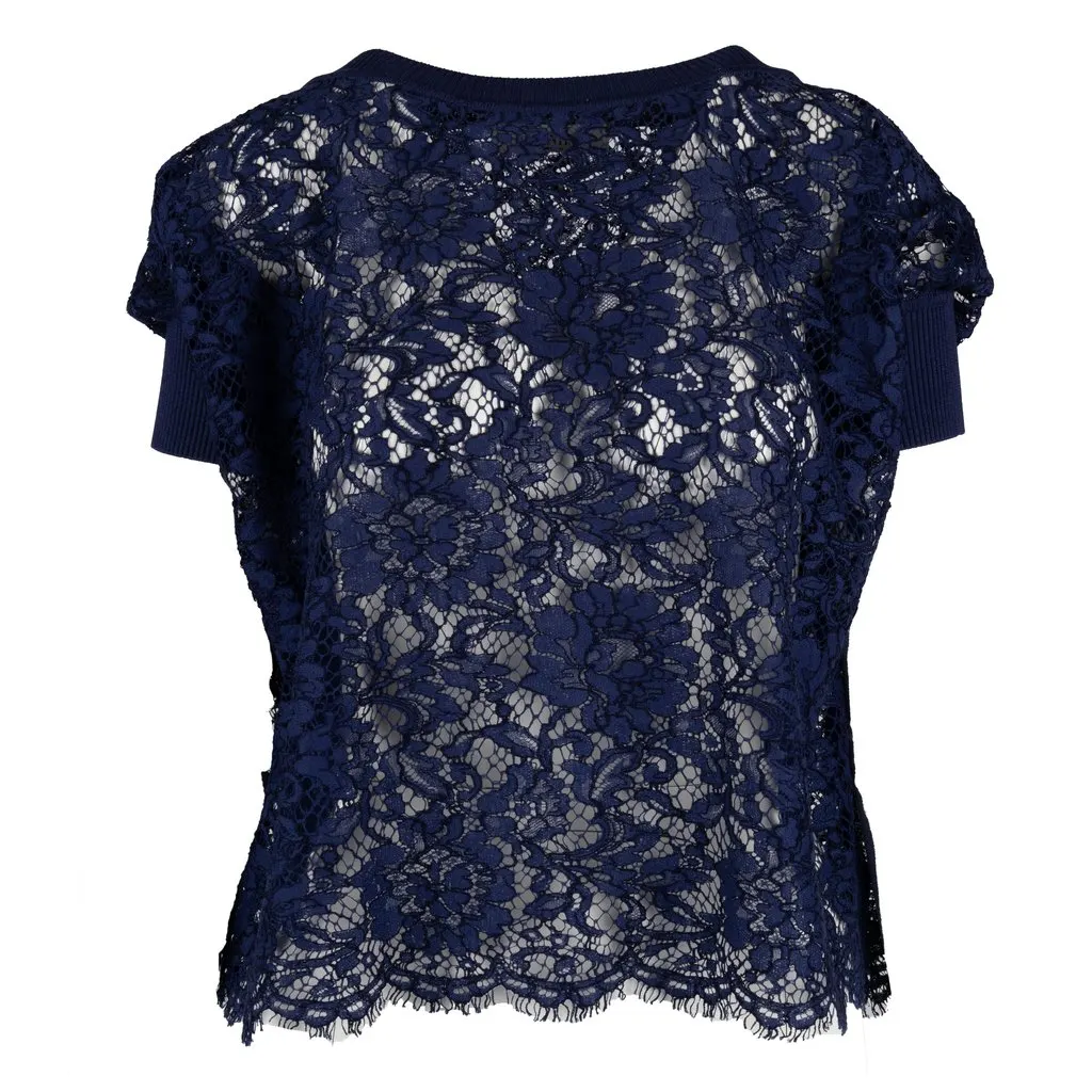 Valentino Lace Top - '10s Navy Lace Good - Back View