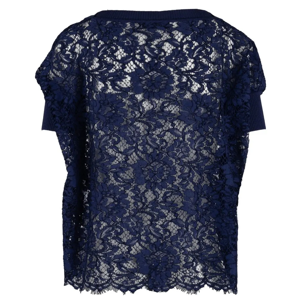 Valentino Lace Top - '10s Navy Lace Good - Inside View