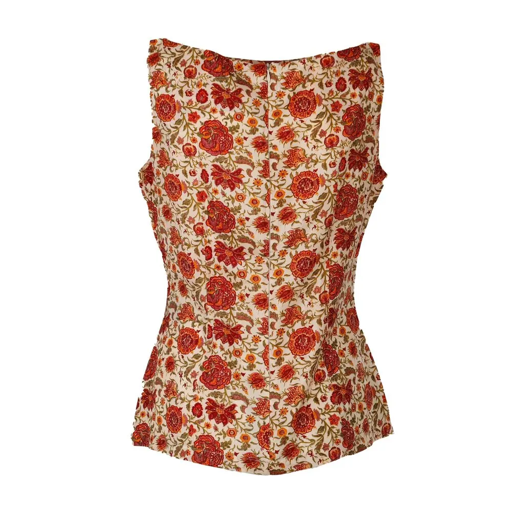 Isabel Marant Silk Floral Top - '10s Red Silk Good - Back View