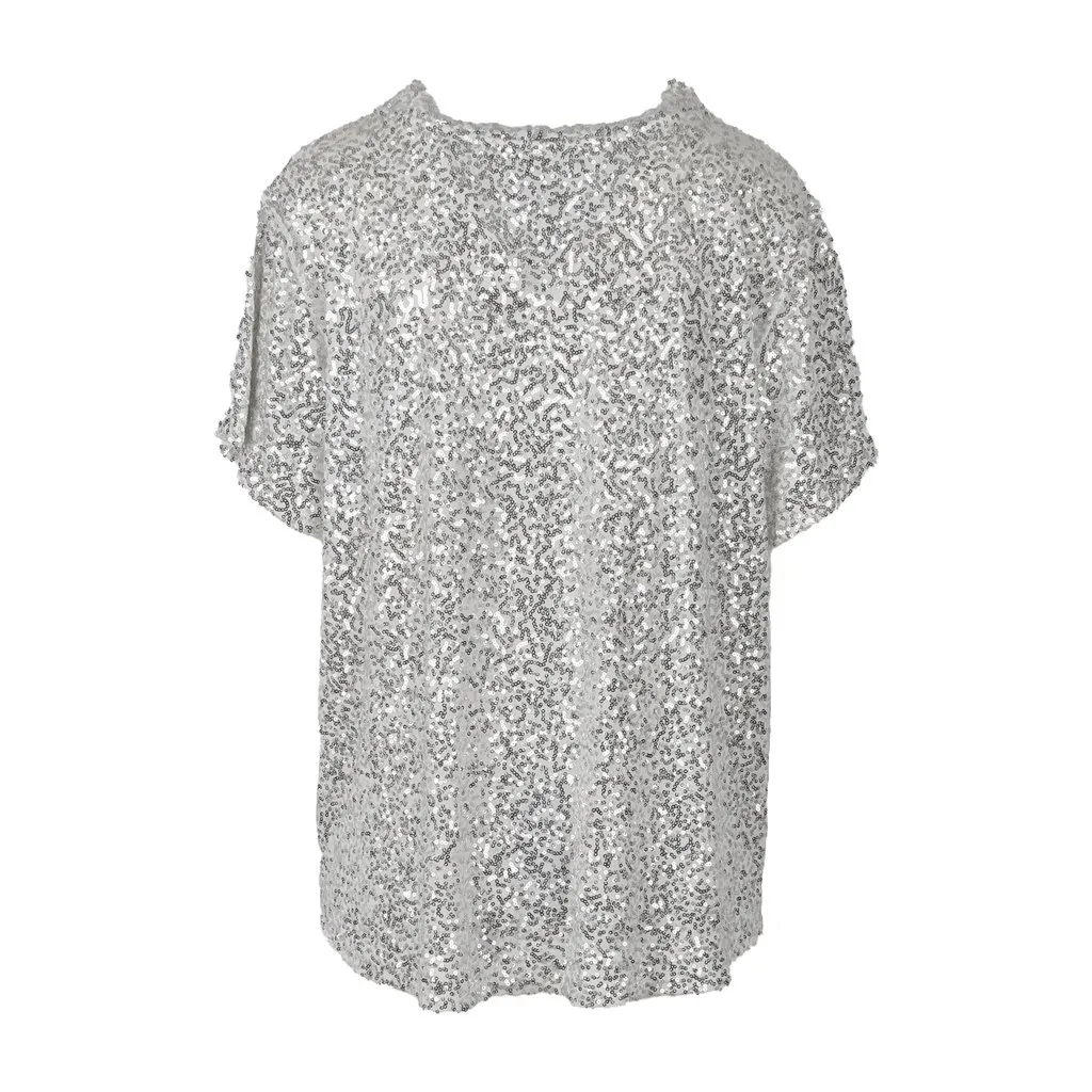 Diane von Furstenberg Oversized Sequin T-shirt - '10s White Silk Good - Back View