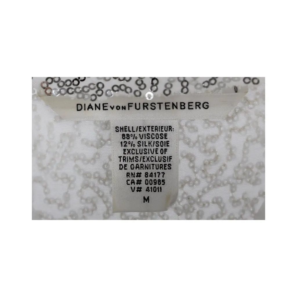 Diane von Furstenberg Oversized Sequin T-shirt - '10s White Silk Good - Model View