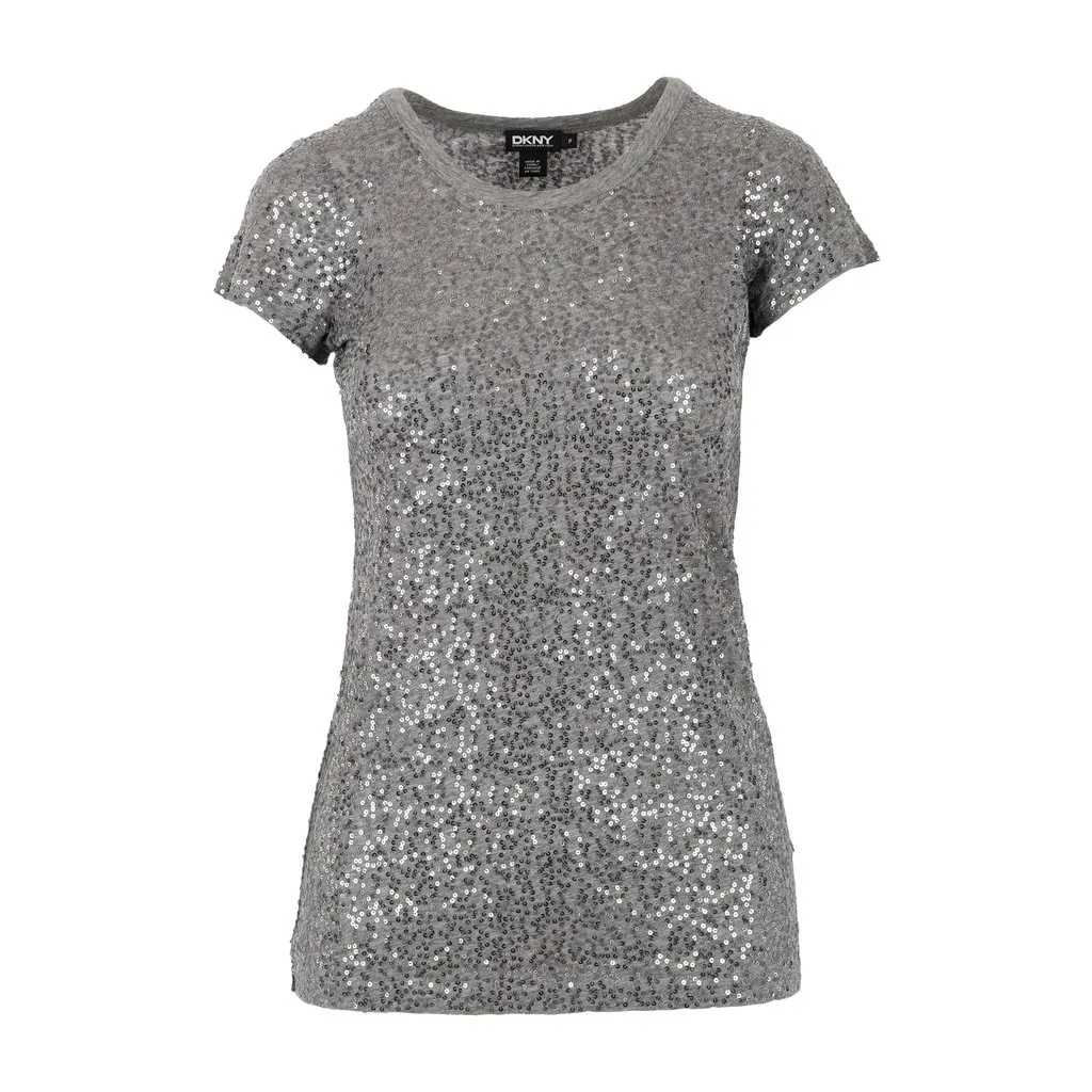 DKNY Sequin T-shirt - '00s Red Cotton Good - Front View