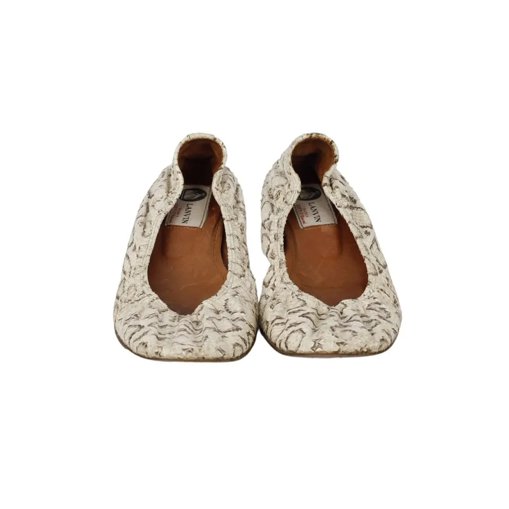Lanvin Snakeskin Ballet Flats - '10s Brown Good - Back View