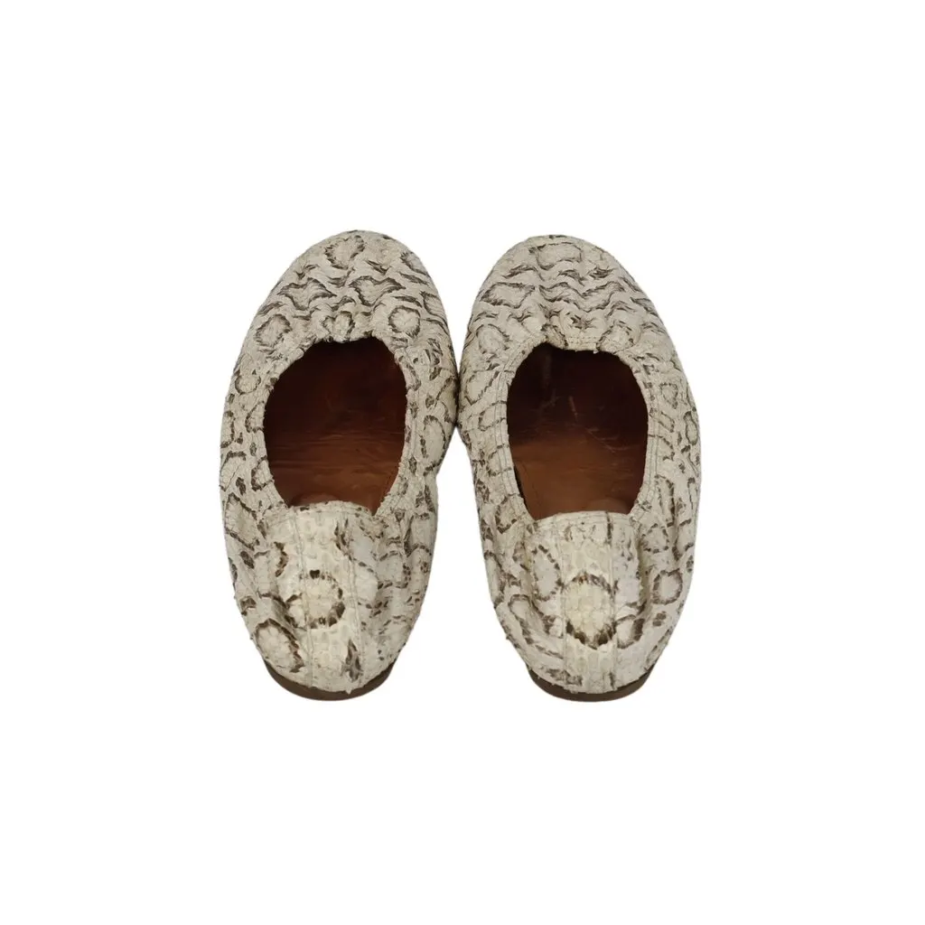 Lanvin Snakeskin Ballet Flats - '10s Brown Good - Model View