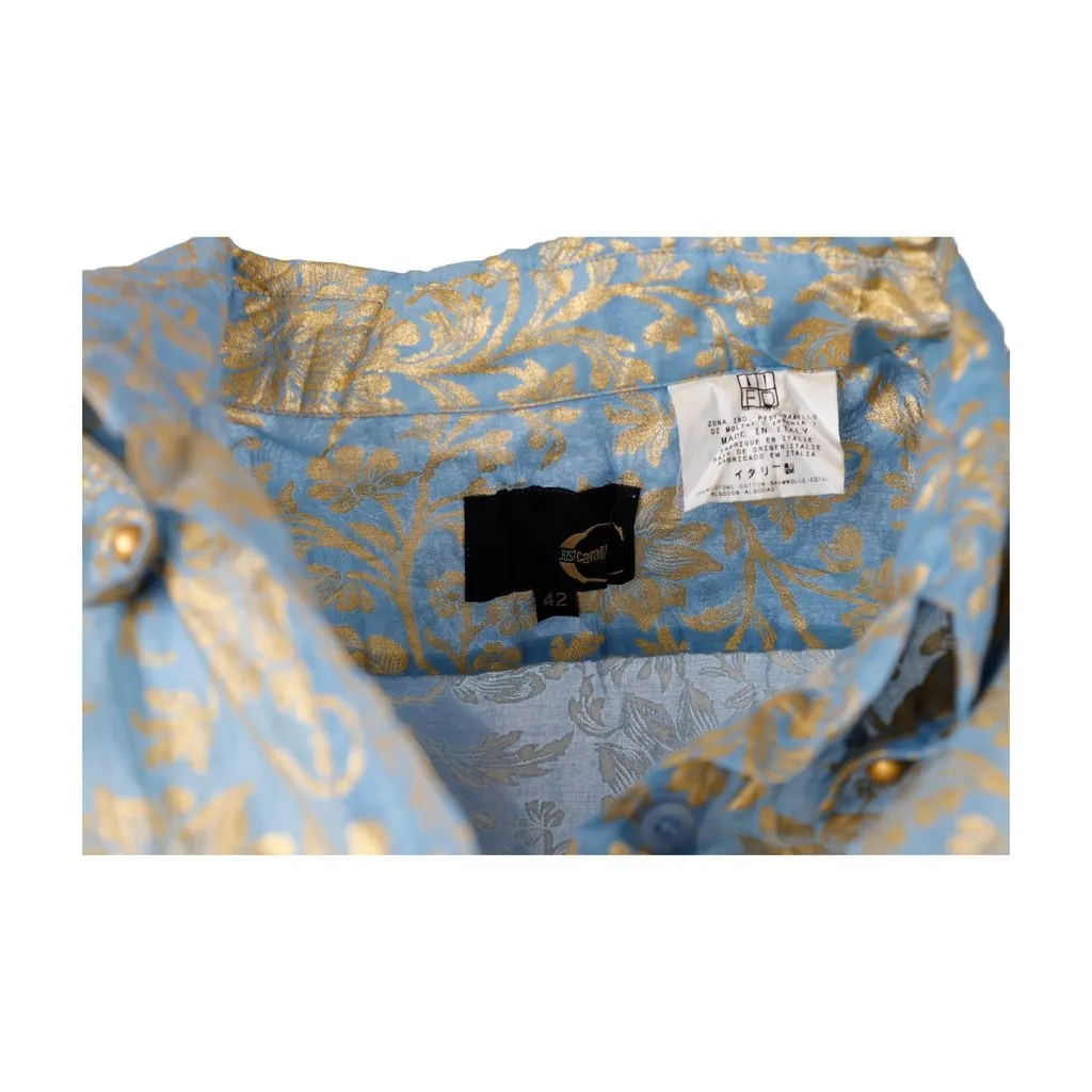 Just Cavalli Screen Printed Cotton Shirt - '00s Red Cotton Good - Model View