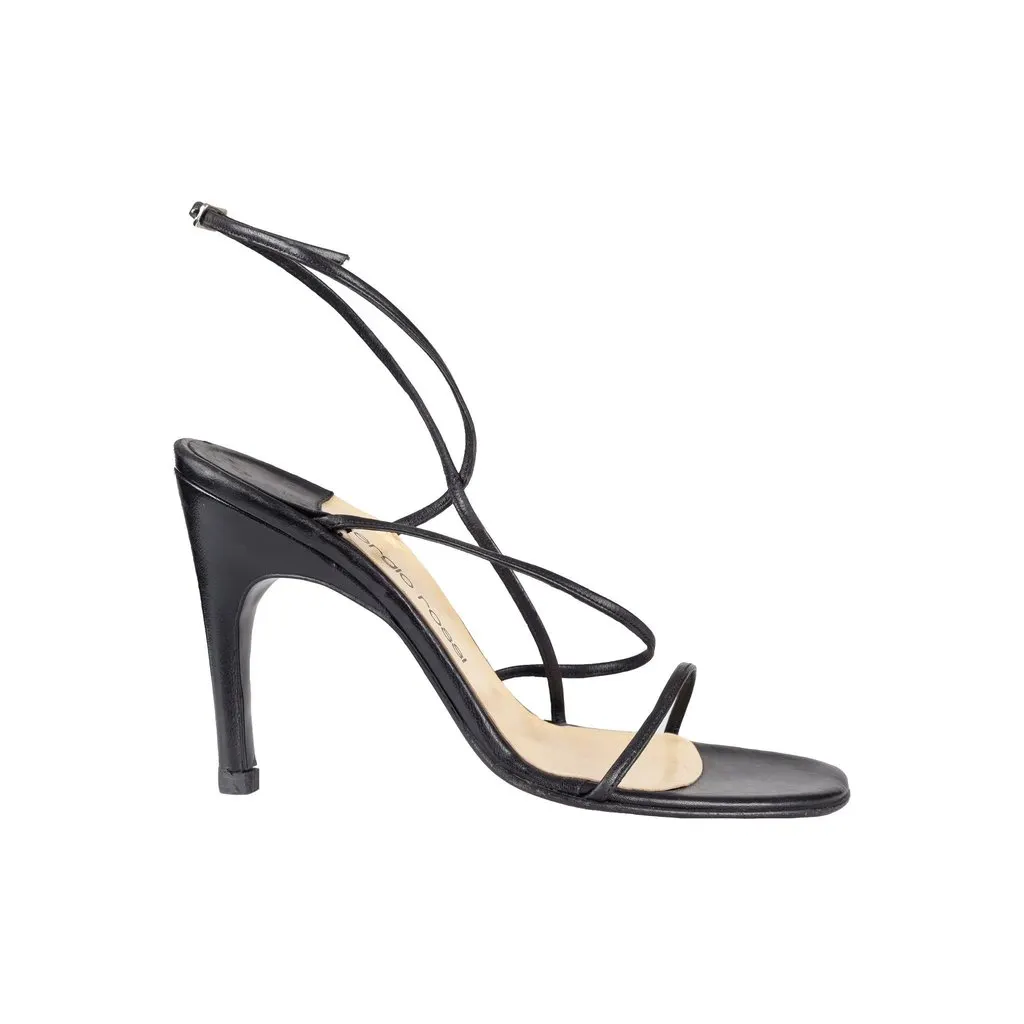 Sergio Rossi Strappy Heels - '00s Red Leather Good - Front View
