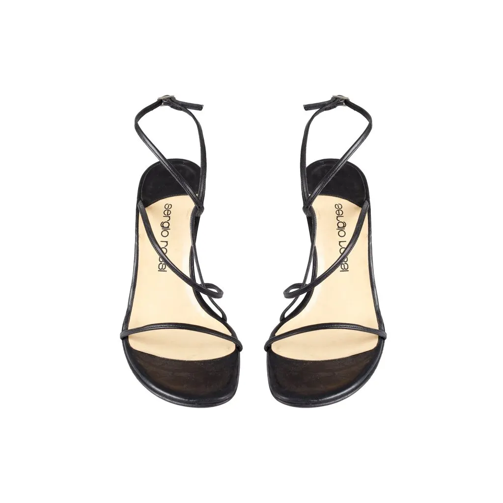 Sergio Rossi Strappy Heels - '00s Red Leather Good - Back View