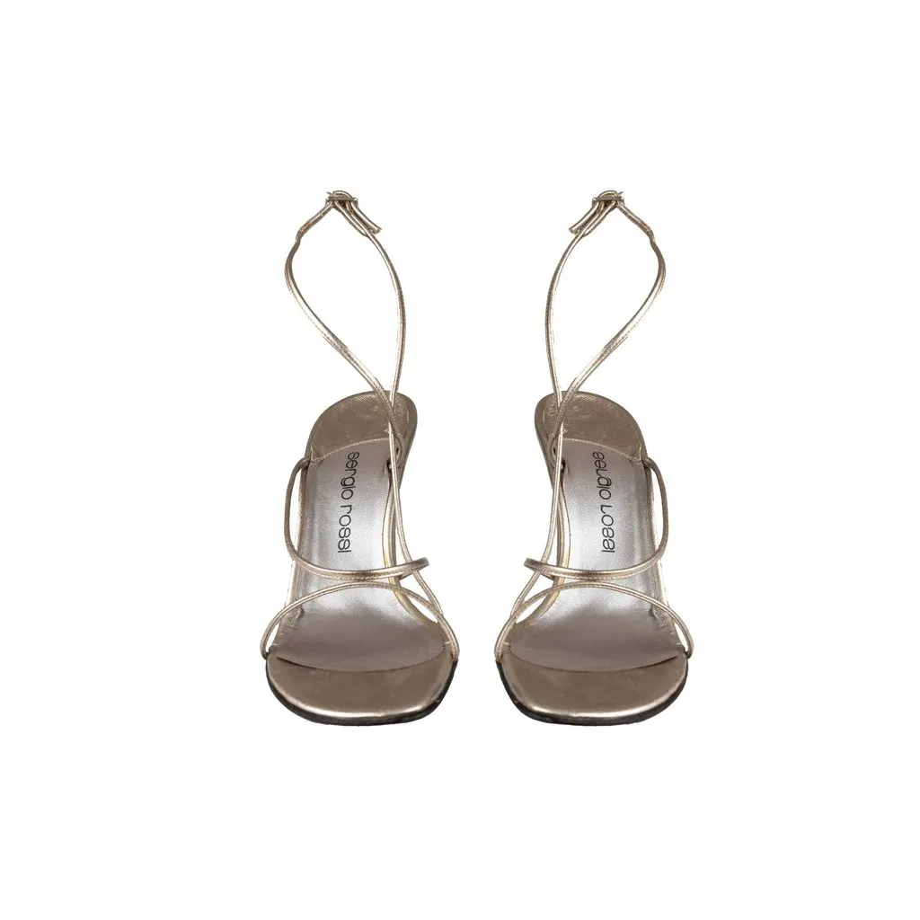 Sergio Rossi Strappy Heels - '00s Red Leather Good - Back View