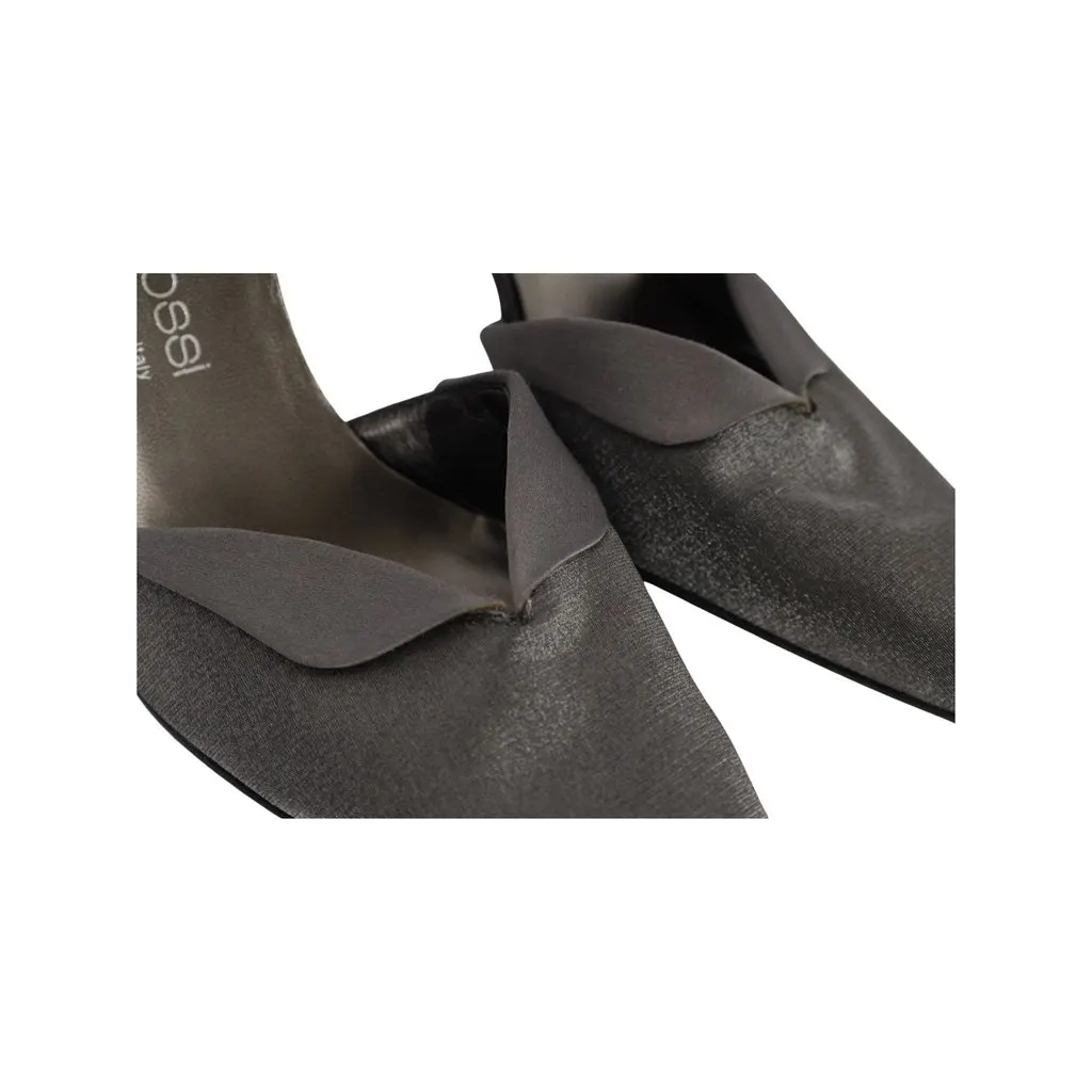 Sergio Rossi Slingback Mule Heels - '00s Grey Satin Good - Box View